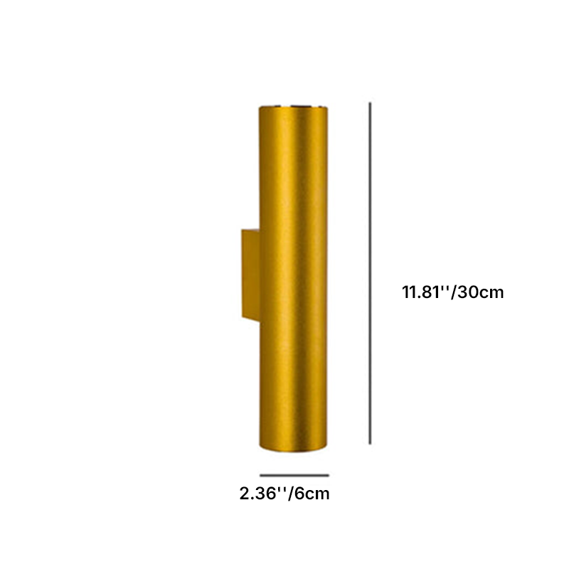 Wall Light LED Aluminium Cylinder Up Down 2 Light Minimalist Bedroom Living Room Hallway