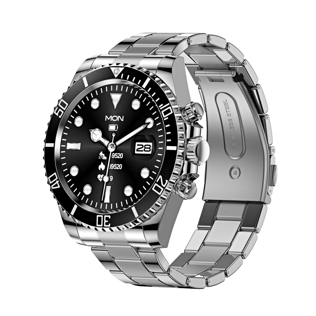 Smart Watch Stainless Steel Band Fitness Tracker Heart Rate Sleep Call Notifications IP68