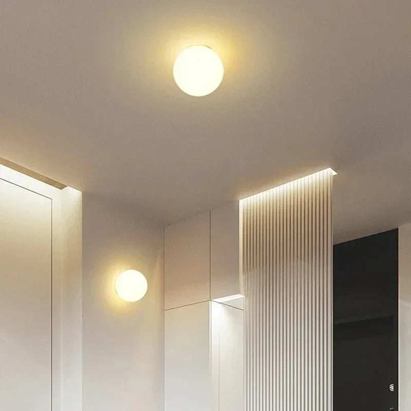 Glass Globe Ceiling Light G9 with Gold Base 12 cm
