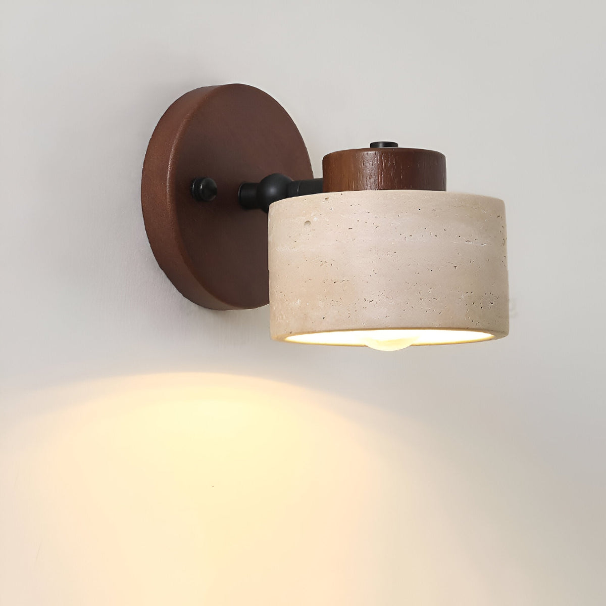 Wall Light Travertine Stone Wood Reading Study Bedside Bedroom Living Room