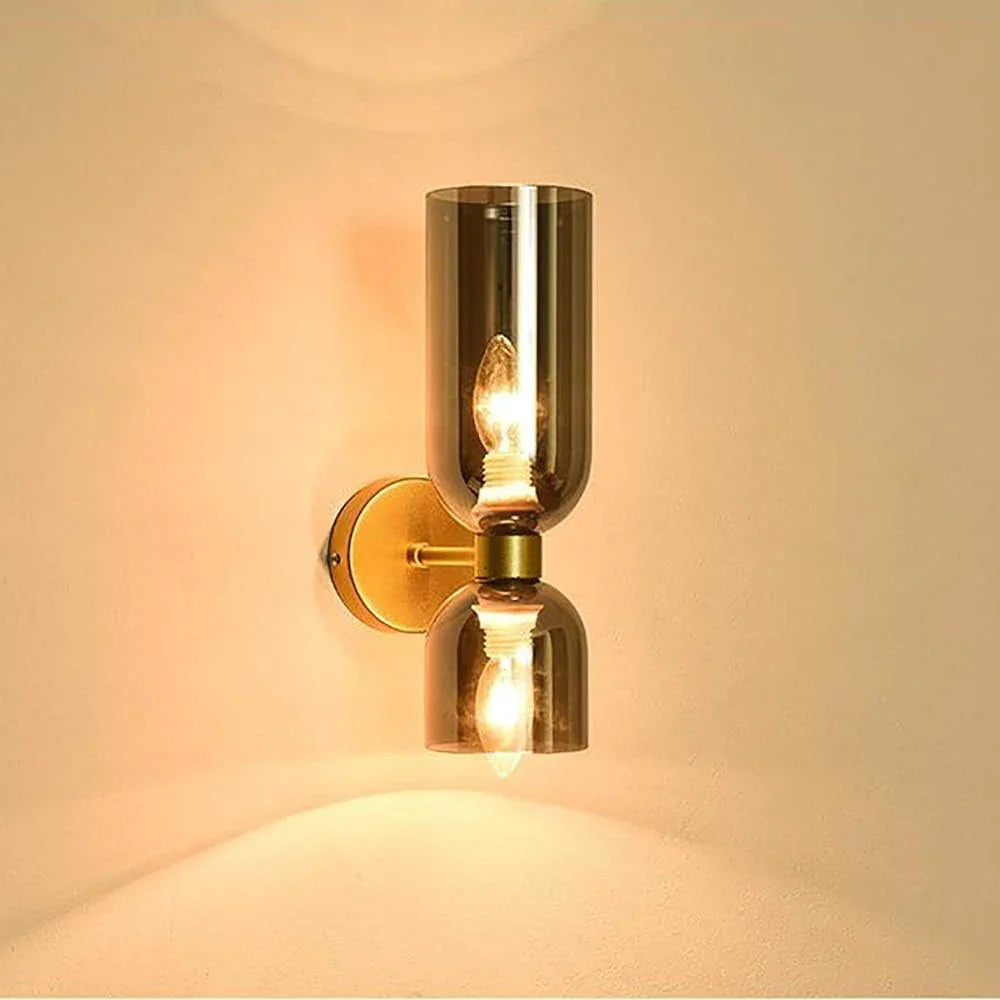 Double Glass Shade Wall Lamp E14 Sconce for Hallways
