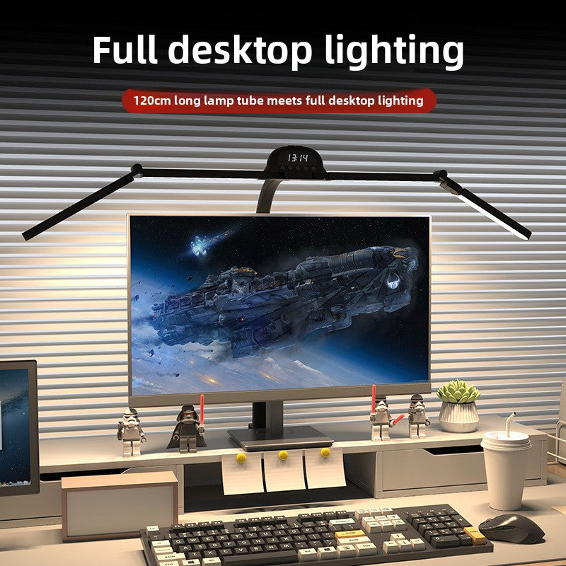 Dual Head LED Desk Lamp Foldable Gooseneck Touch Control Monitor Light Bar Home Office Study