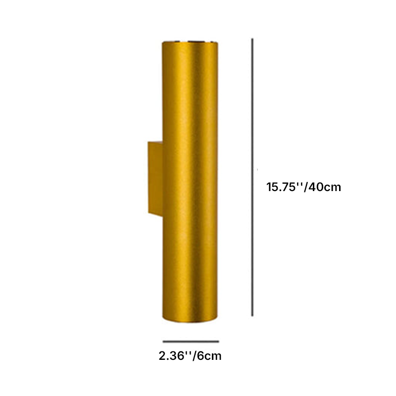 Wall Light LED Aluminium Cylinder Up Down 2 Light Minimalist Bedroom Living Room Hallway