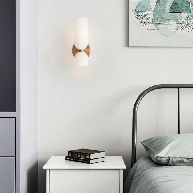 Double Glass Shade Wall Lamp E14 Sconce for Hallways