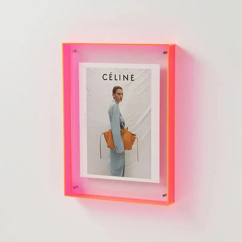 Acrylic Picture Frame with Coloured Edge for Wall and Desk