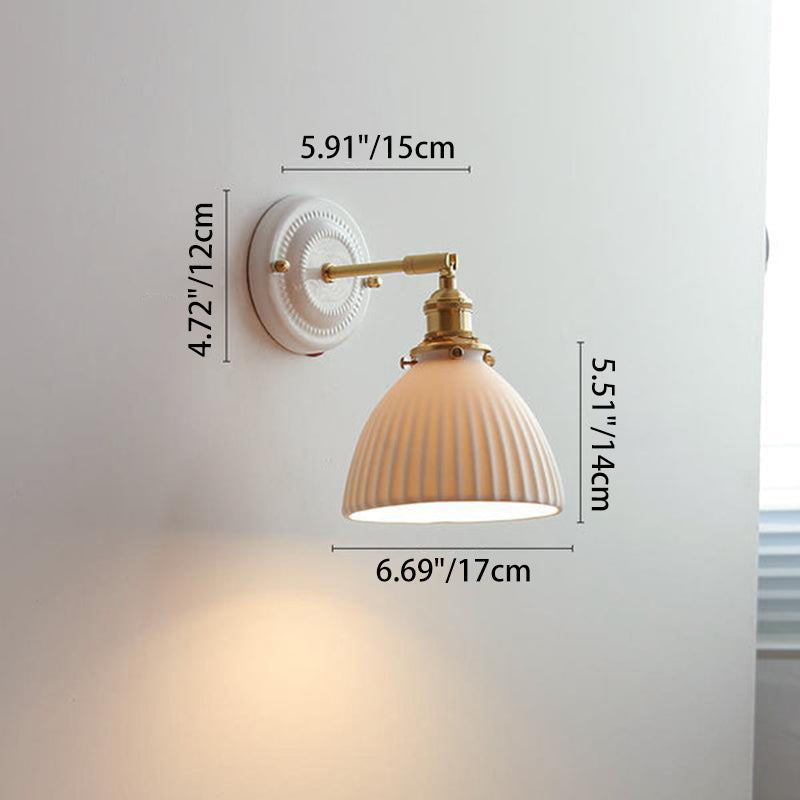 Wall Light Sconce Ceramic Brass Round Vintage Traditional Living Room Bedroom Hallway