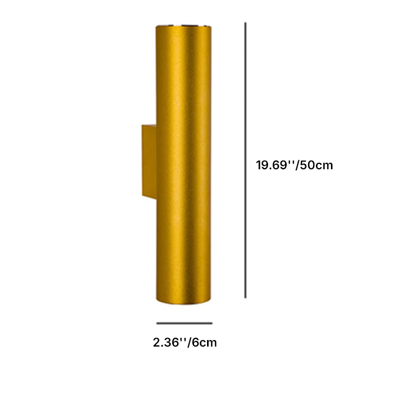 Wall Light LED Aluminium Cylinder Up Down 2 Light Minimalist Bedroom Living Room Hallway