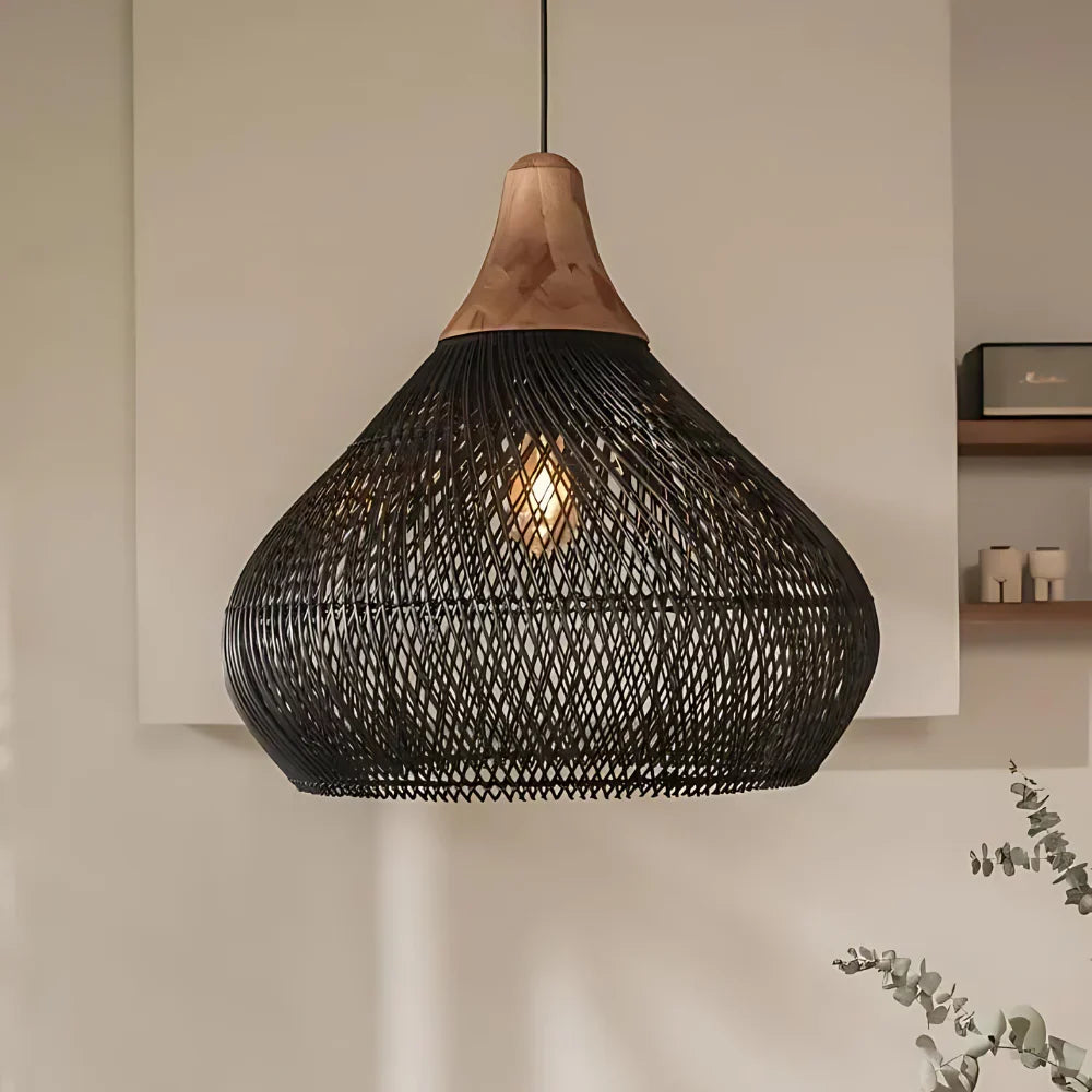 Pendant Light Handwoven Rattan Bell Boho Dining Room Kitchen Island Bedroom