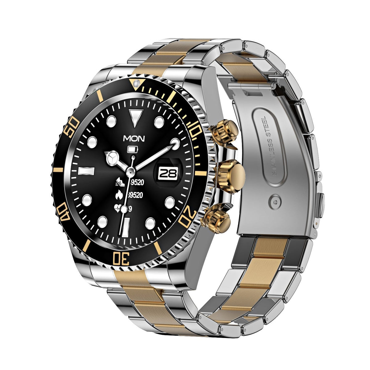 Smart Watch Stainless Steel Band Fitness Tracker Heart Rate Sleep Call Notifications IP68