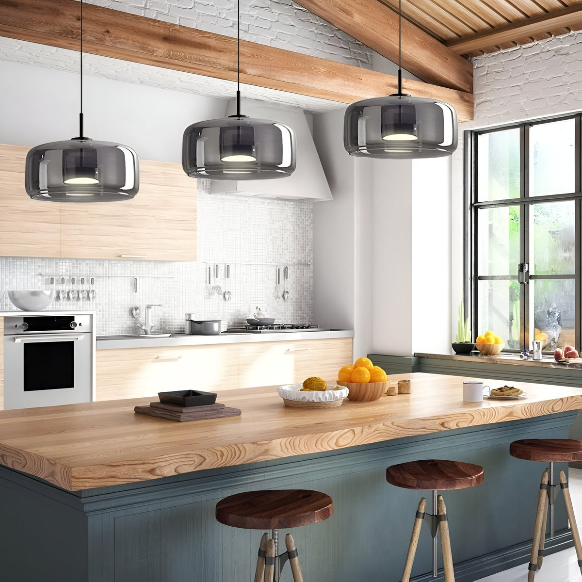 Pendant Light Hand Blown Glass Trio Cluster Retro Kitchen Island Dining Room