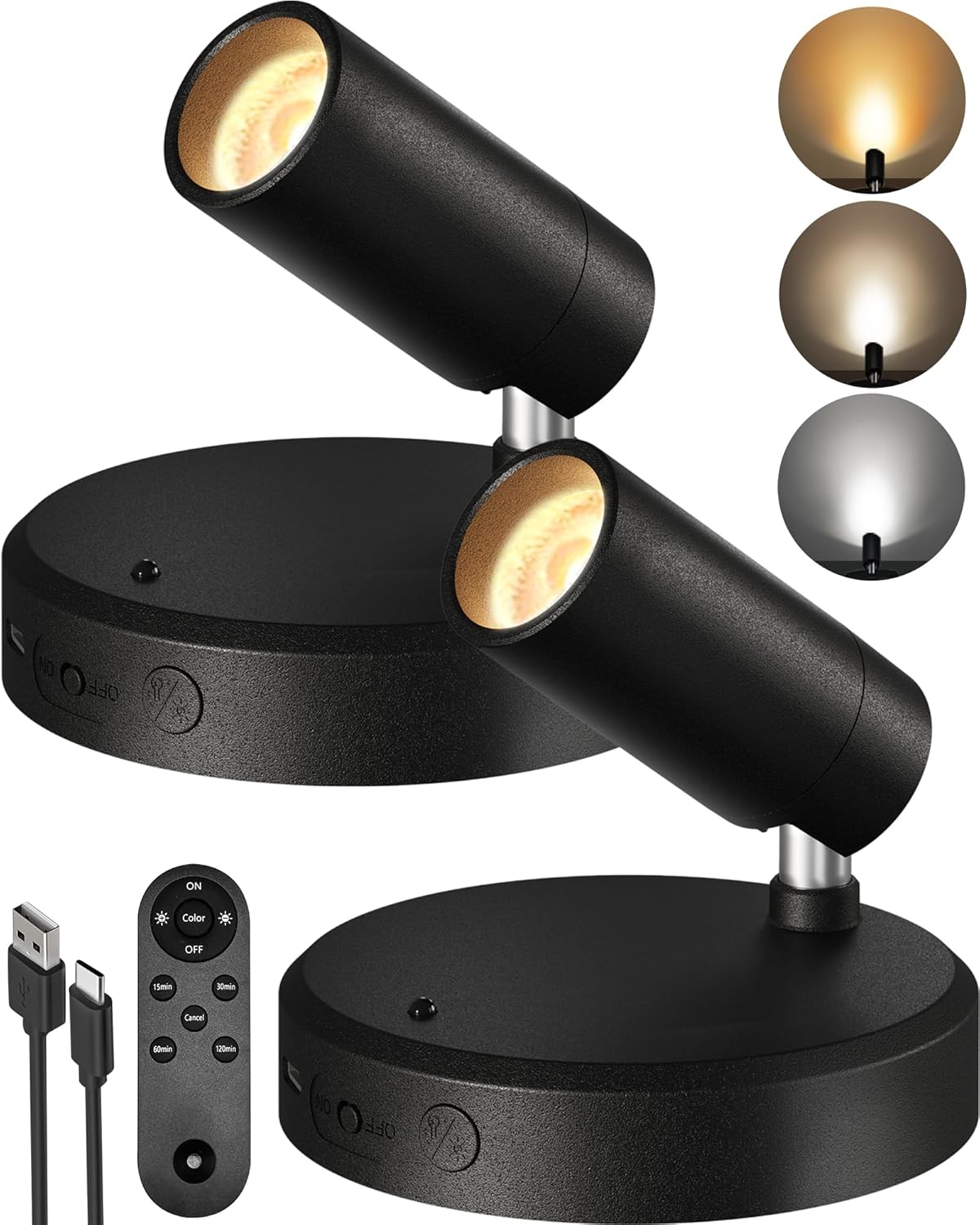 Picture Light Rechargeable LED Spotlight Wireless Remote Control Touch Dimmable Artwork Shelf Accent