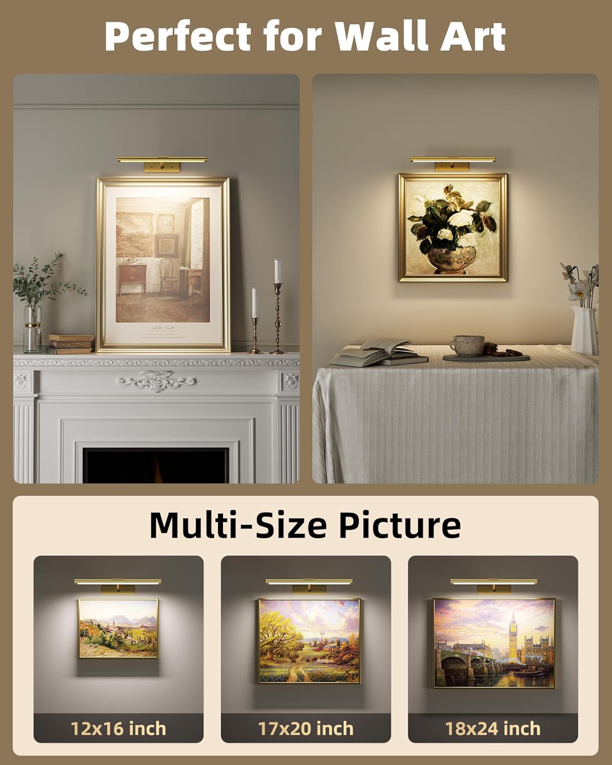 Picture Light Wireless Rechargeable LED with Remote Timer 3 Colour Temperature RGB Magnetic Art Display