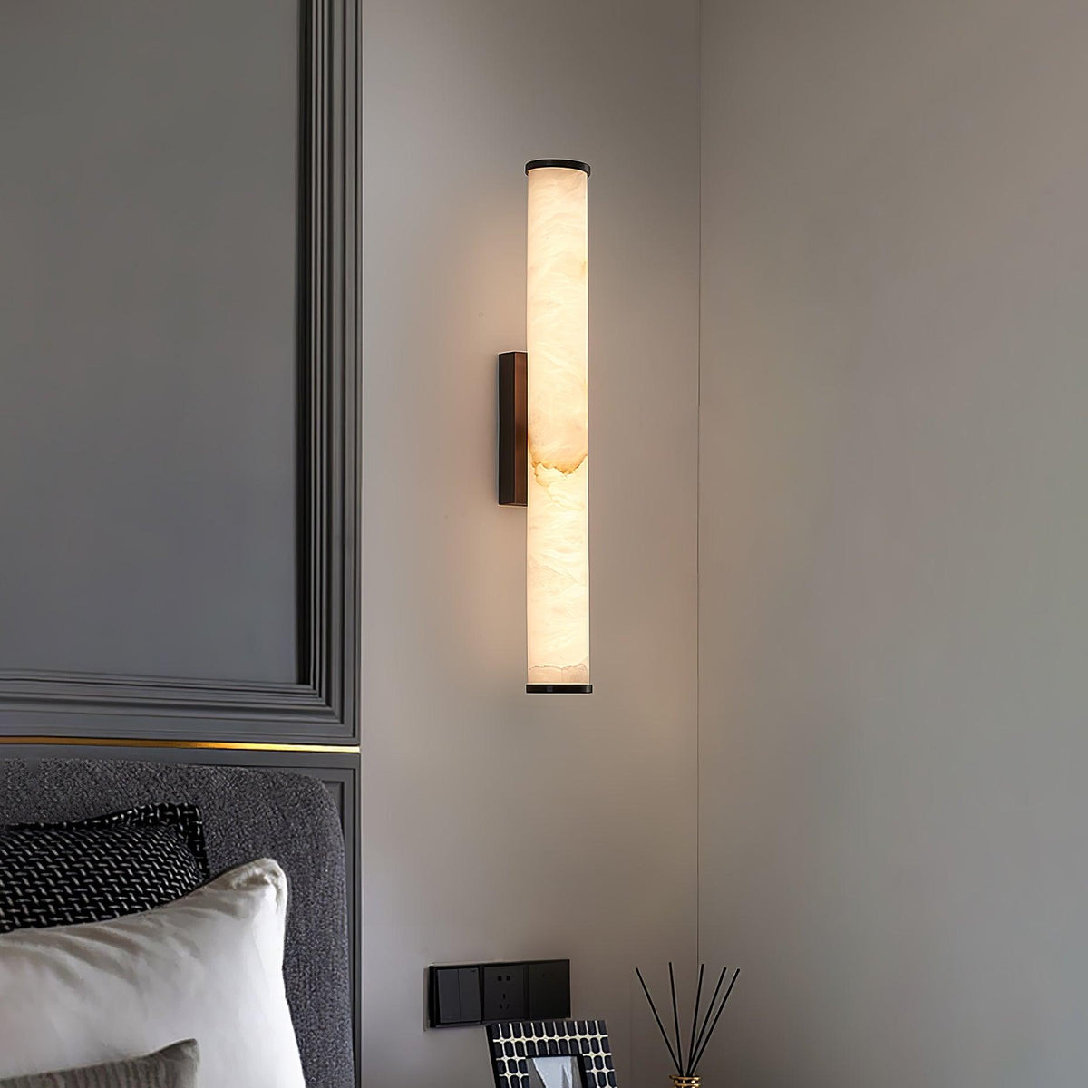 Alabaster Effect Wall Sconce with Metal Frame