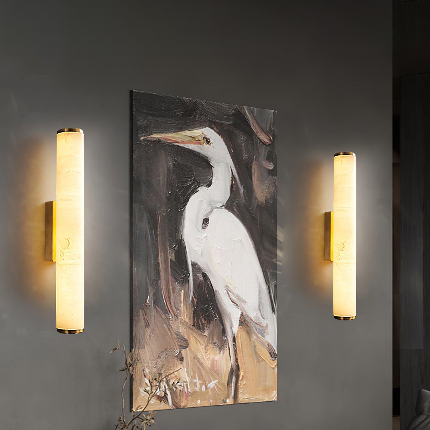 Alabaster Effect Wall Sconce with Metal Frame