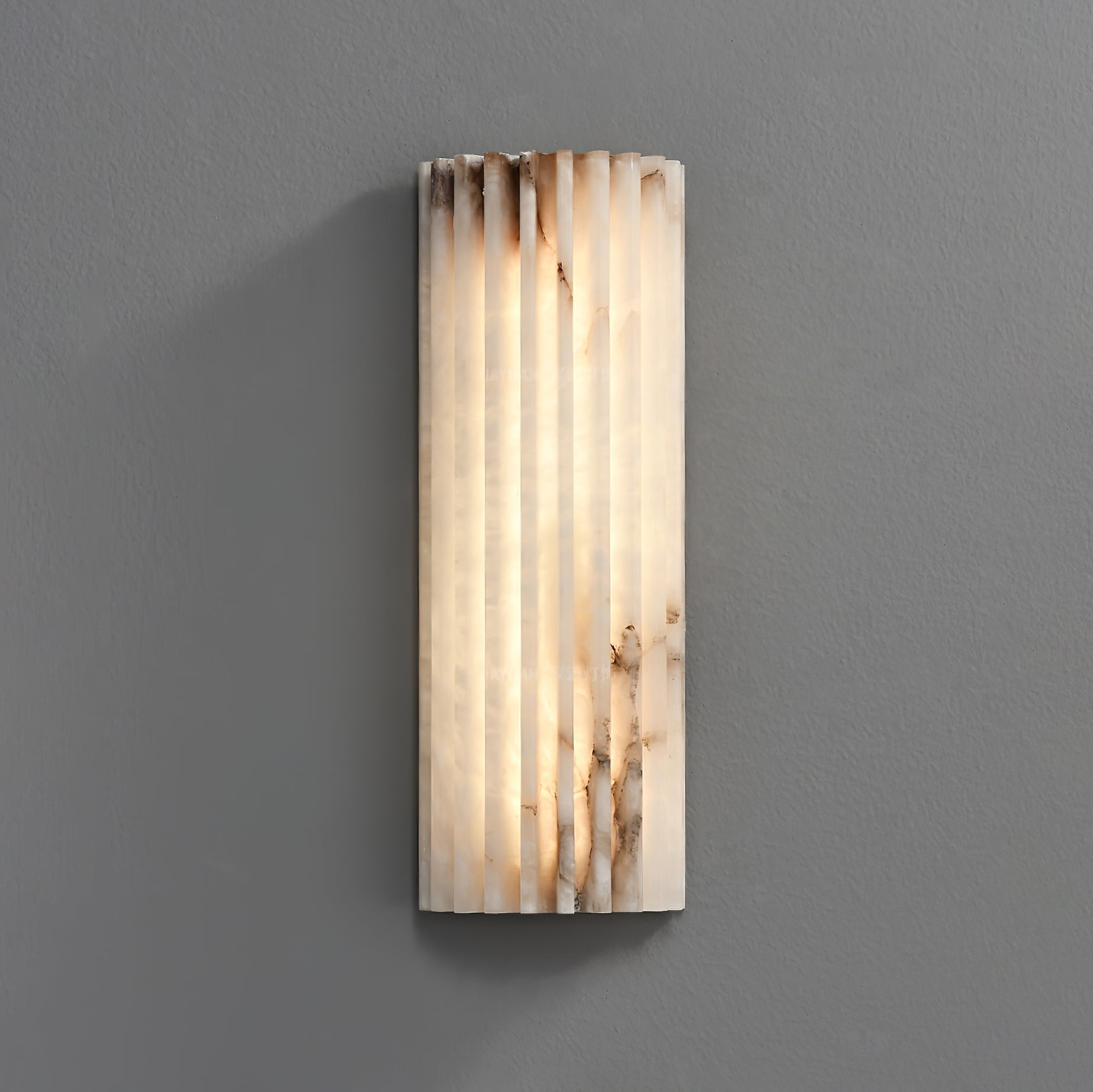 Alabaster LED Wall Sconce with Ribbed Shade