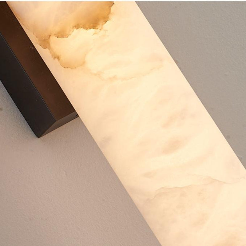 Alabaster Cylinder Brass Wall Light