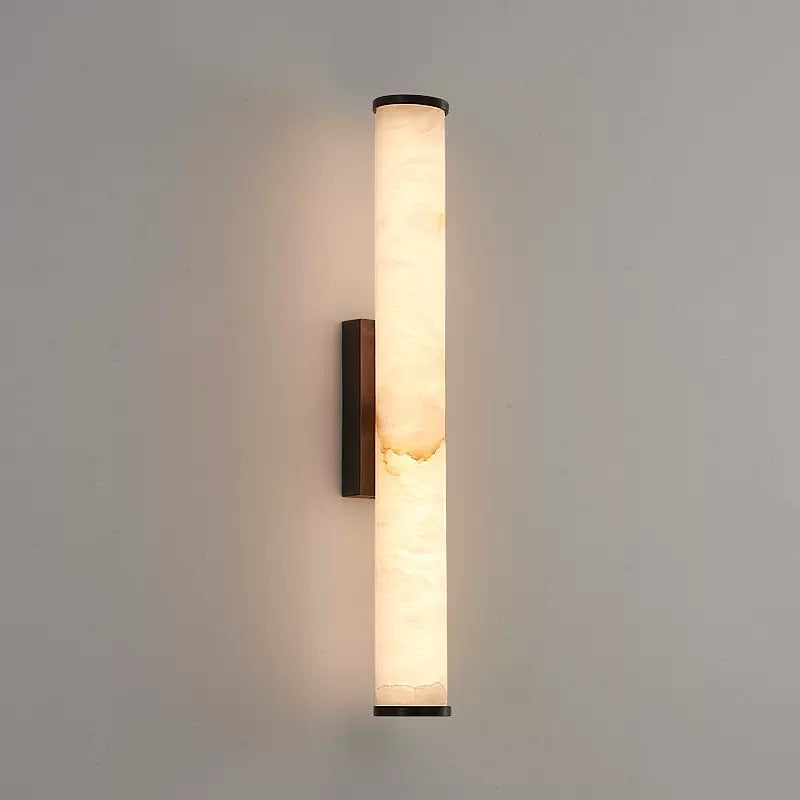 Alabaster Cylinder Brass Wall Light