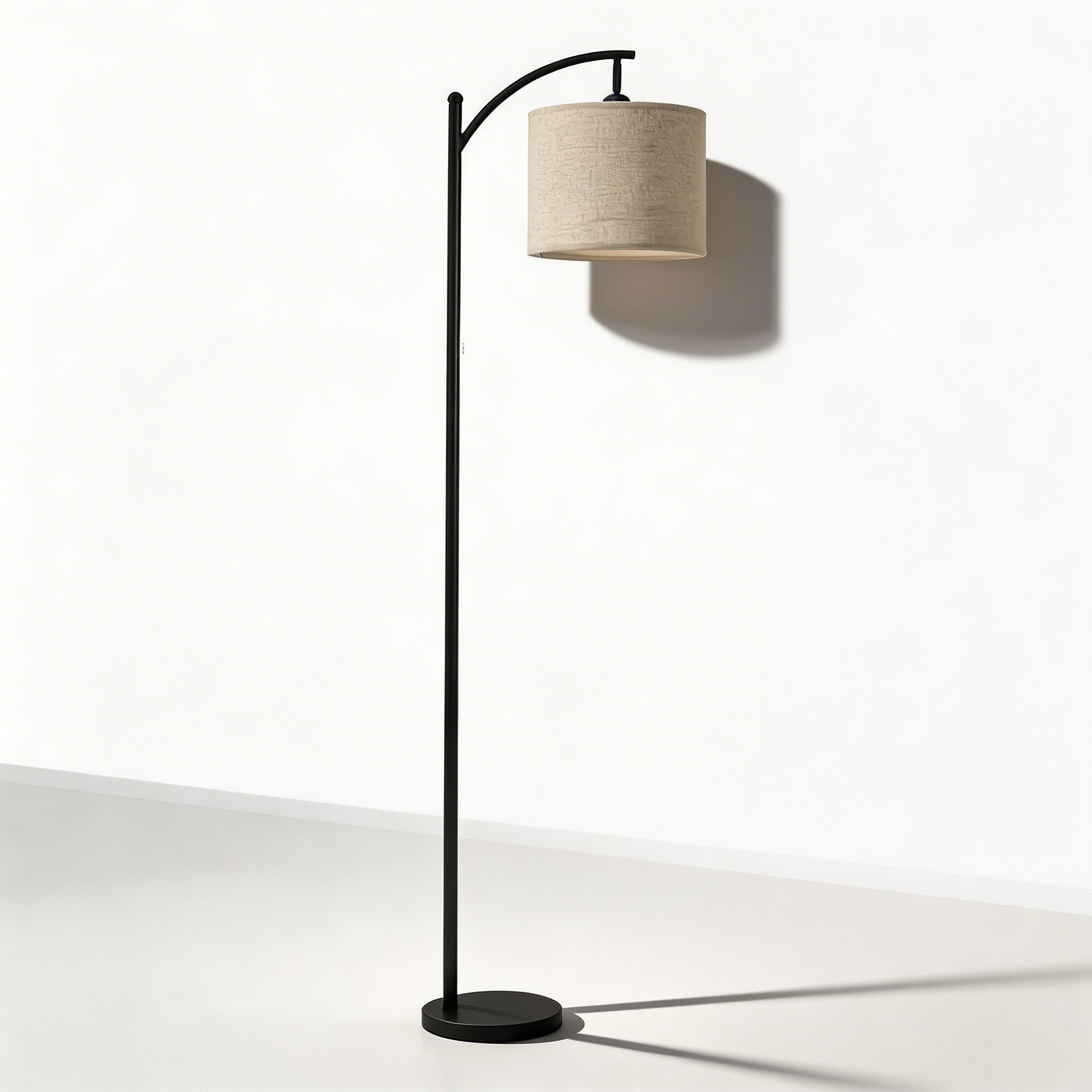 Arc Floor Lamp with Fabric Drum Shade