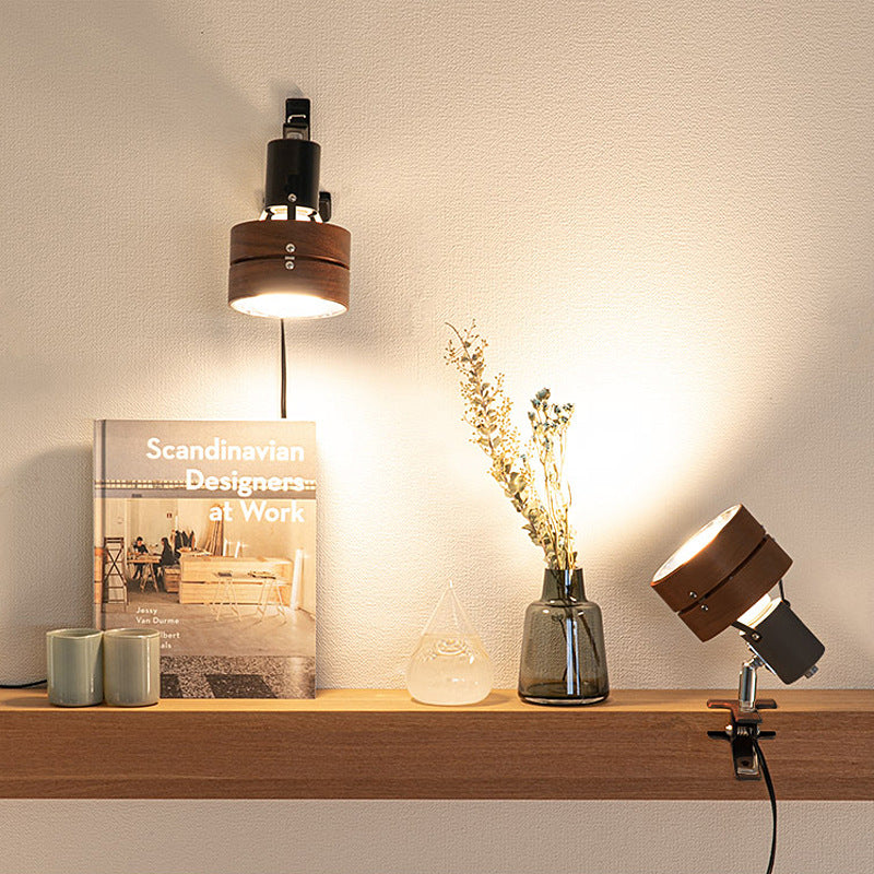 Table Lamp Clip On Wood Japanese Round Acrylic Bedside Reading Bedroom Study Light