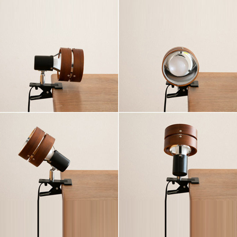 Table Lamp Clip On Wood Japanese Round Acrylic Bedside Reading Bedroom Study Light