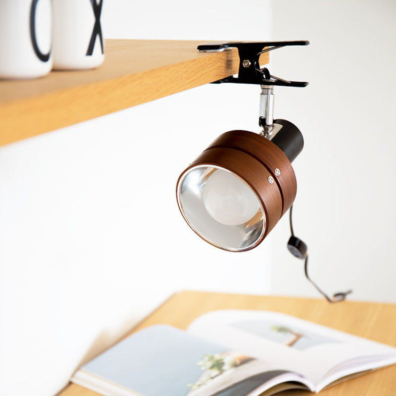 Table Lamp Clip On Wood Japanese Round Acrylic Bedside Reading Bedroom Study Light