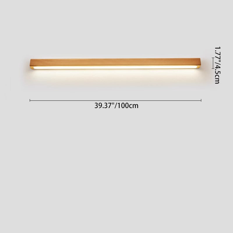 Wall Light LED Solid Wood Strip Linear Vanity Mirror Bathroom Japanese Bedroom Hallway