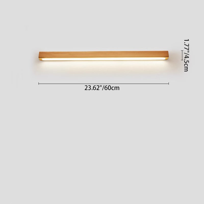Wall Light LED Solid Wood Strip Linear Vanity Mirror Bathroom Japanese Bedroom Hallway