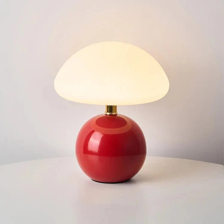 Ceramic Mushroom Table Lamp USB Powered Glazed Finish