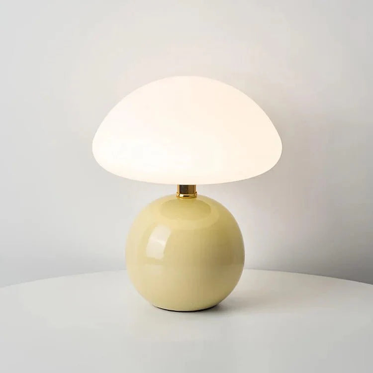 Ceramic Mushroom Table Lamp USB Powered Glazed Finish