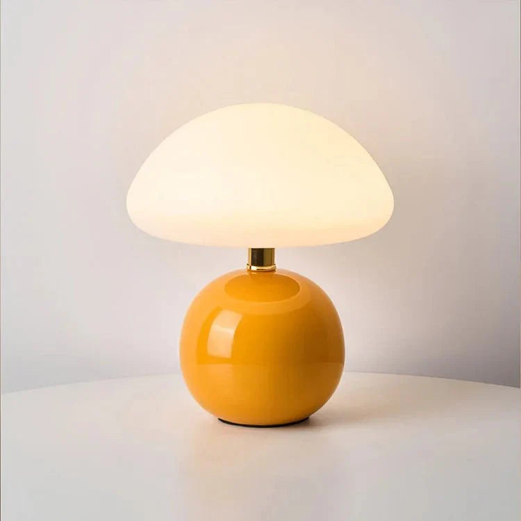 Ceramic Mushroom Table Lamp USB Powered Glazed Finish