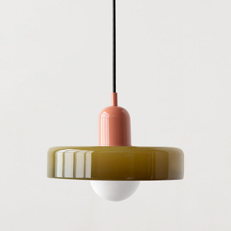 Coloured Glass Pendant Light G9 Adjustable Drop for Kitchens