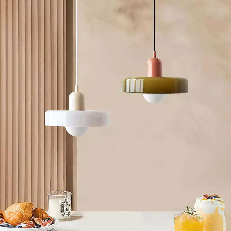 Coloured Glass Pendant Light G9 Adjustable Drop for Kitchens