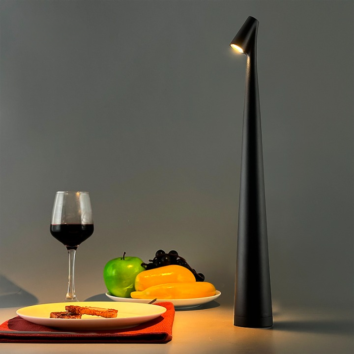 Cordless Table Lamp Set of 2 Aluminium Slim Cone Downlight Rechargeable Touch Dimmable Dining Bar