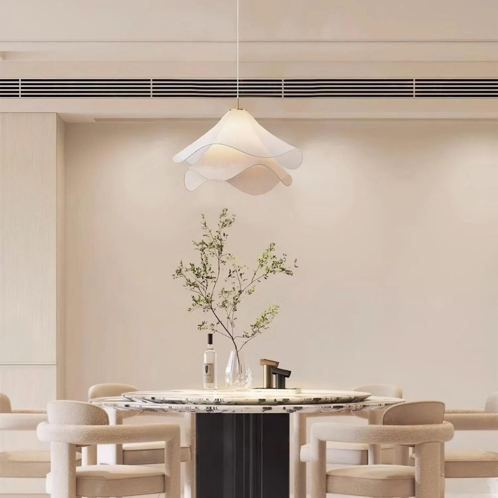 White Fabric Drum Pendant Light E27 for Living Rooms