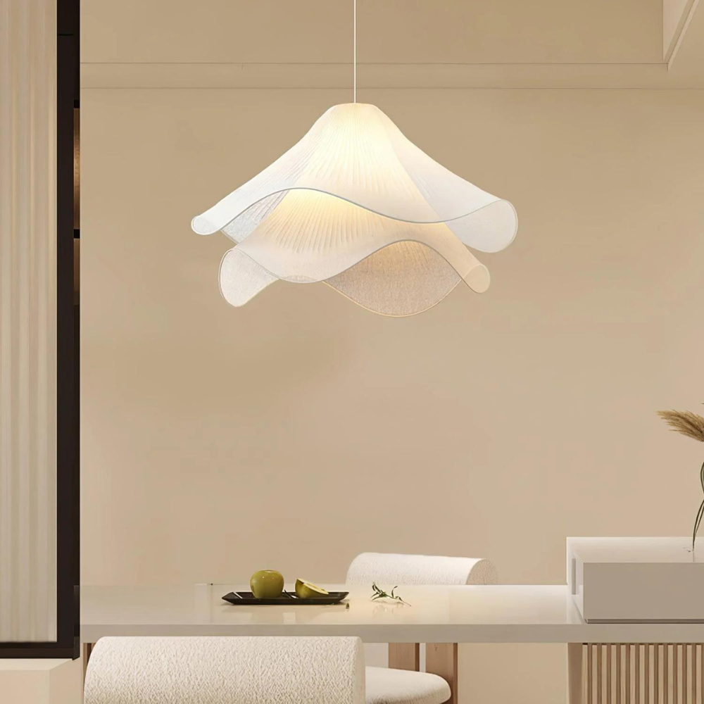 White Fabric Drum Pendant Light E27 for Living Rooms
