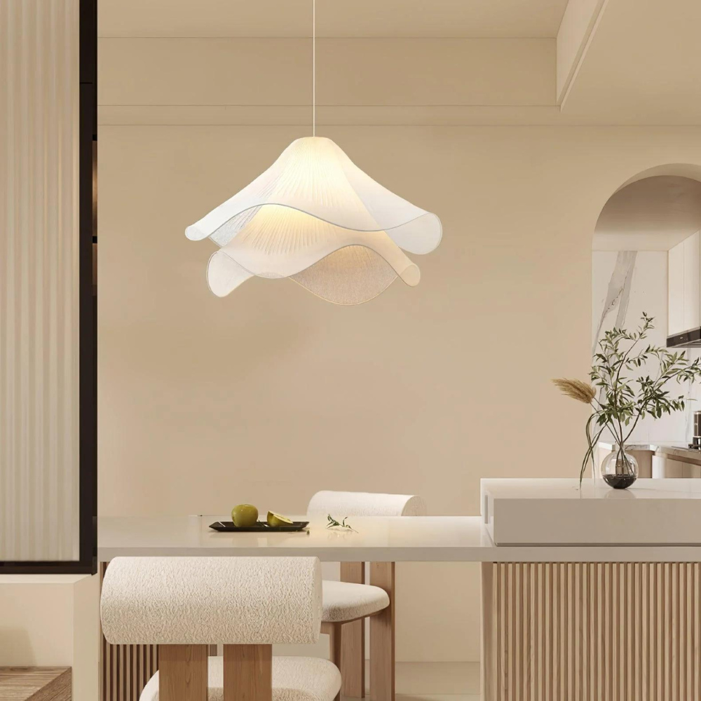 White Fabric Drum Pendant Light E27 for Living Rooms
