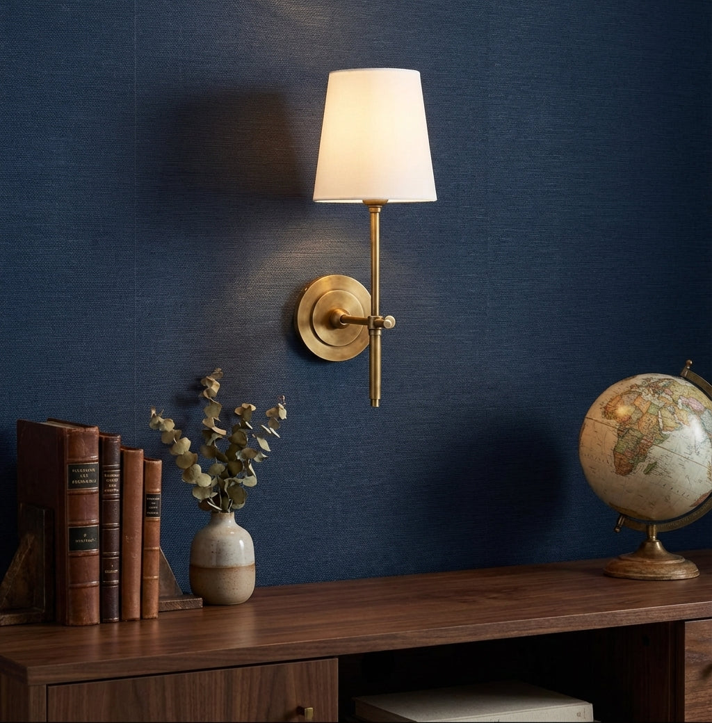 Brass Wall Sconce with Tapered Shade