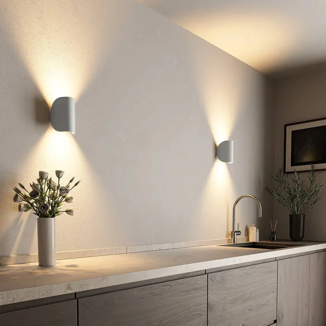 Wall Light LED Up Down Curved Sconce Minimalist Hallway Stairway Bedroom Living Room