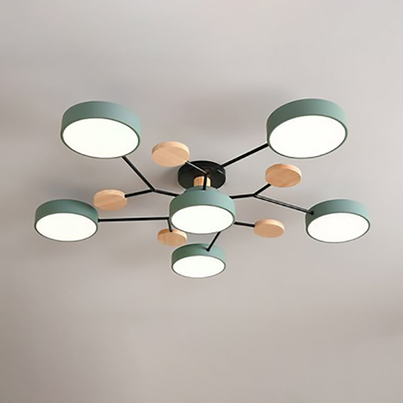 Ceiling Light with Round Acrylic Shades and Metal Frame
