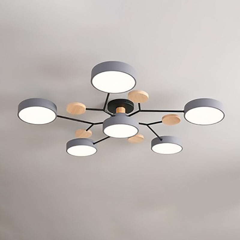 Ceiling Light with Round Acrylic Shades and Metal Frame