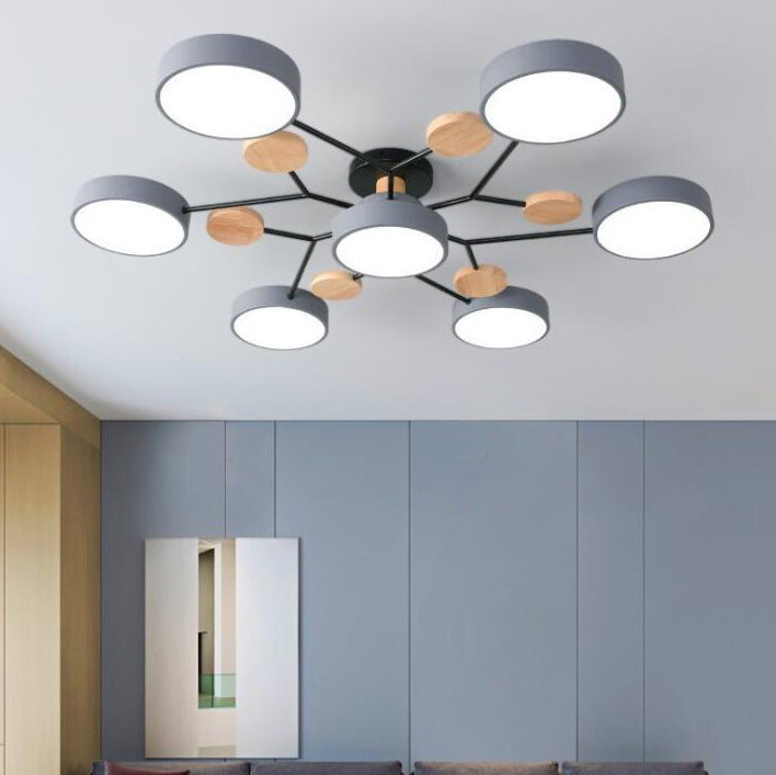 Ceiling Light with Round Acrylic Shades and Metal Frame