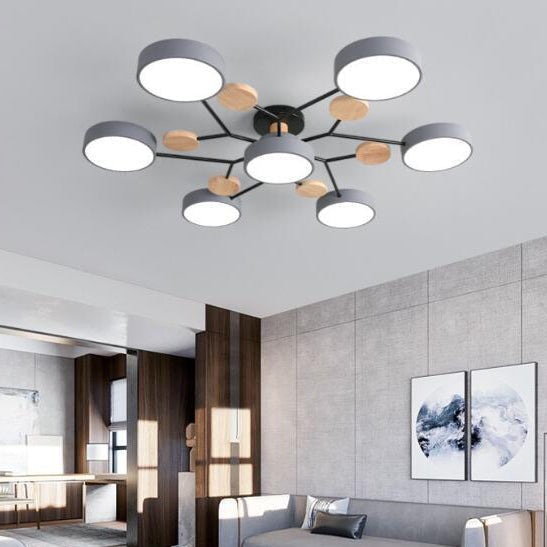 Ceiling Light with Round Acrylic Shades and Metal Frame