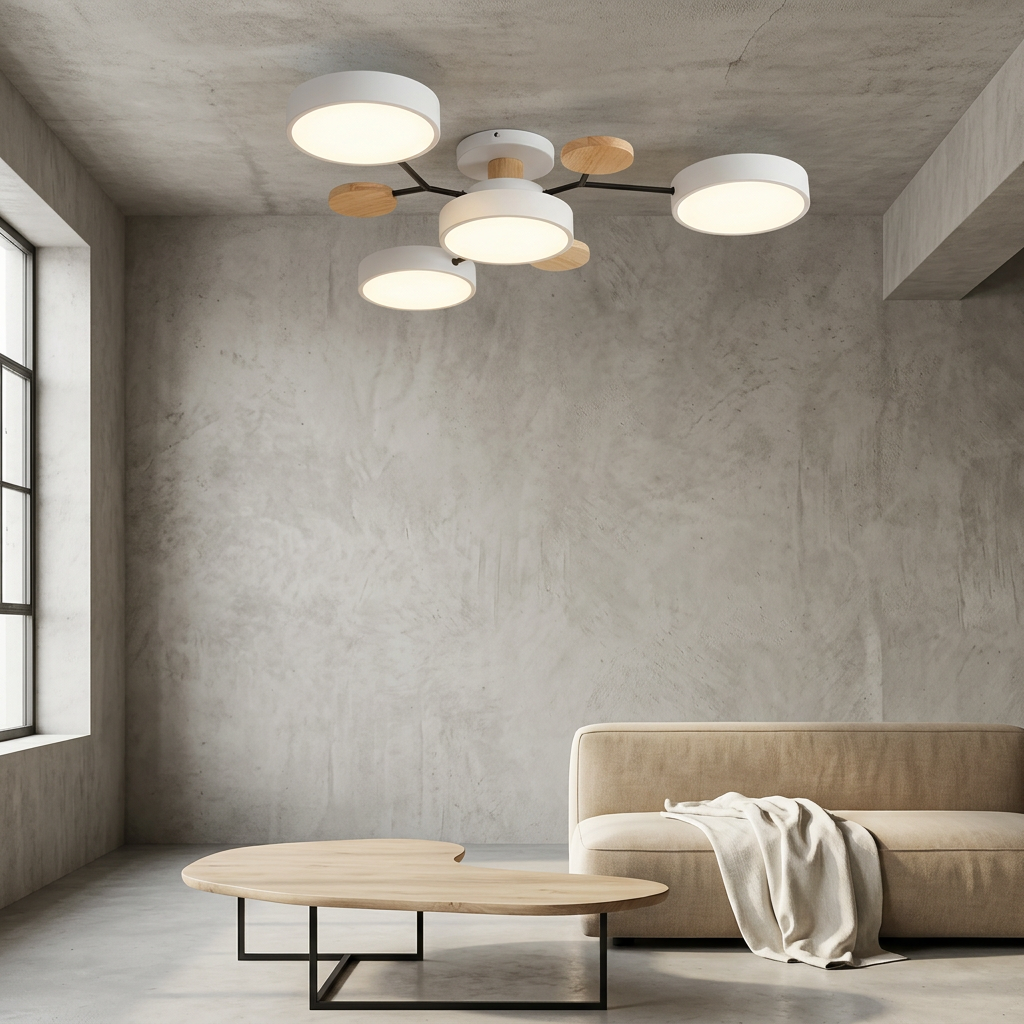 Ceiling Light with Round Acrylic Shades and Metal Frame