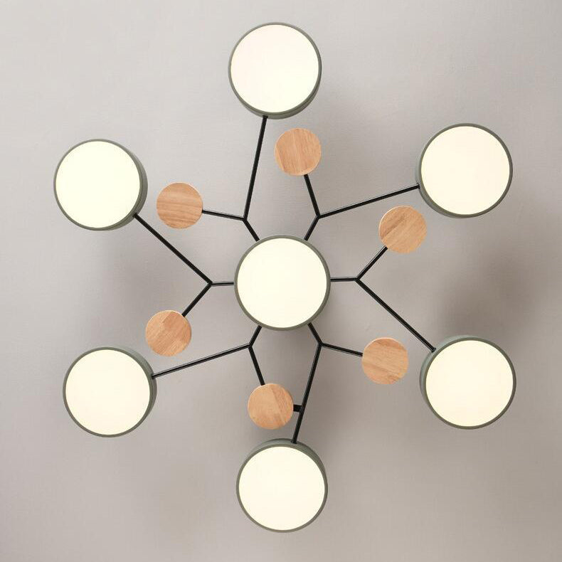 Ceiling Light with Round Acrylic Shades and Metal Frame