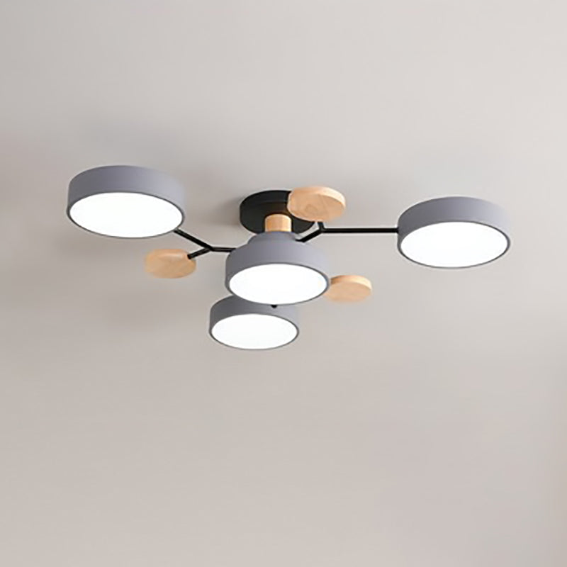 Ceiling Light with Round Acrylic Shades and Metal Frame