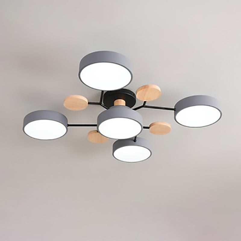 Ceiling Light with Round Acrylic Shades and Metal Frame