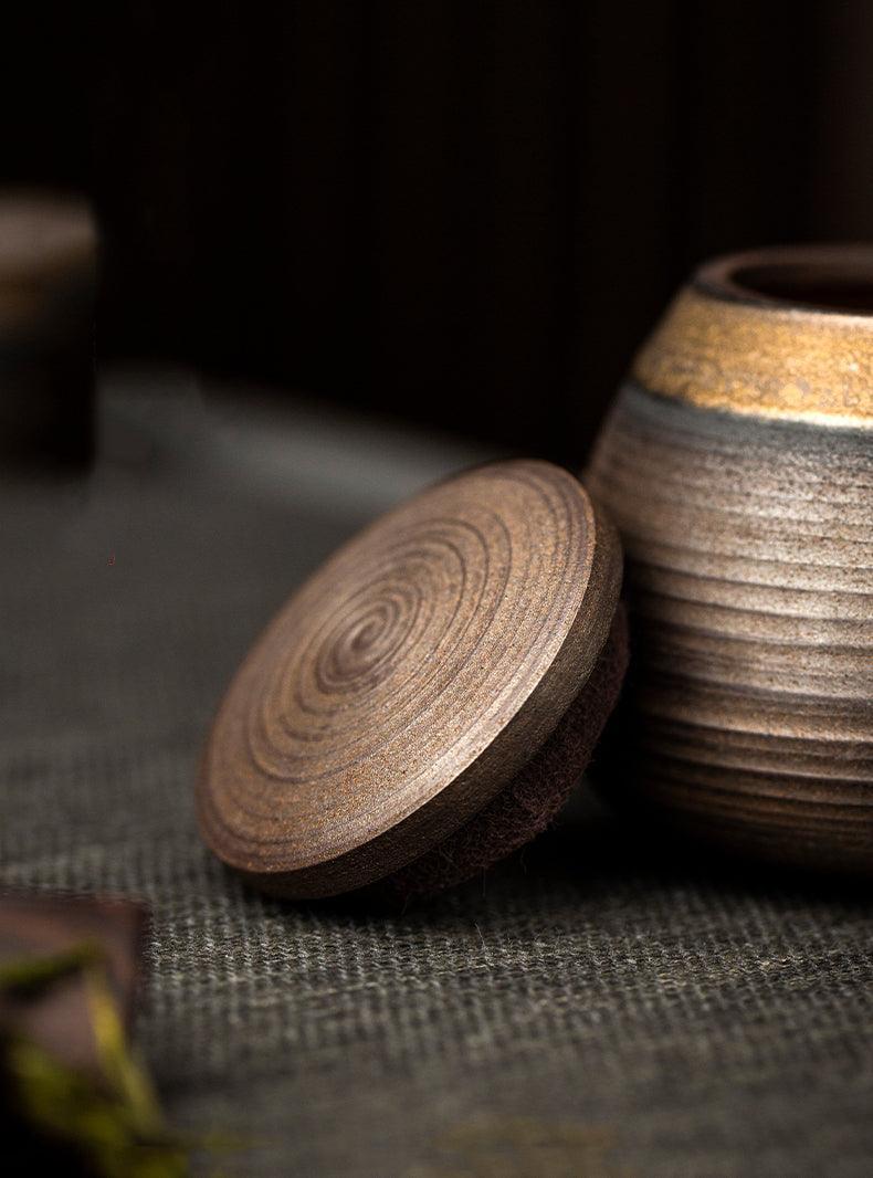 Ceramic Storage Jar with Wooden Lid