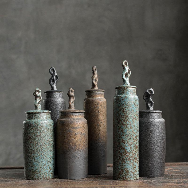 Ceramic Tea Storage Jar with Sculpted Lid