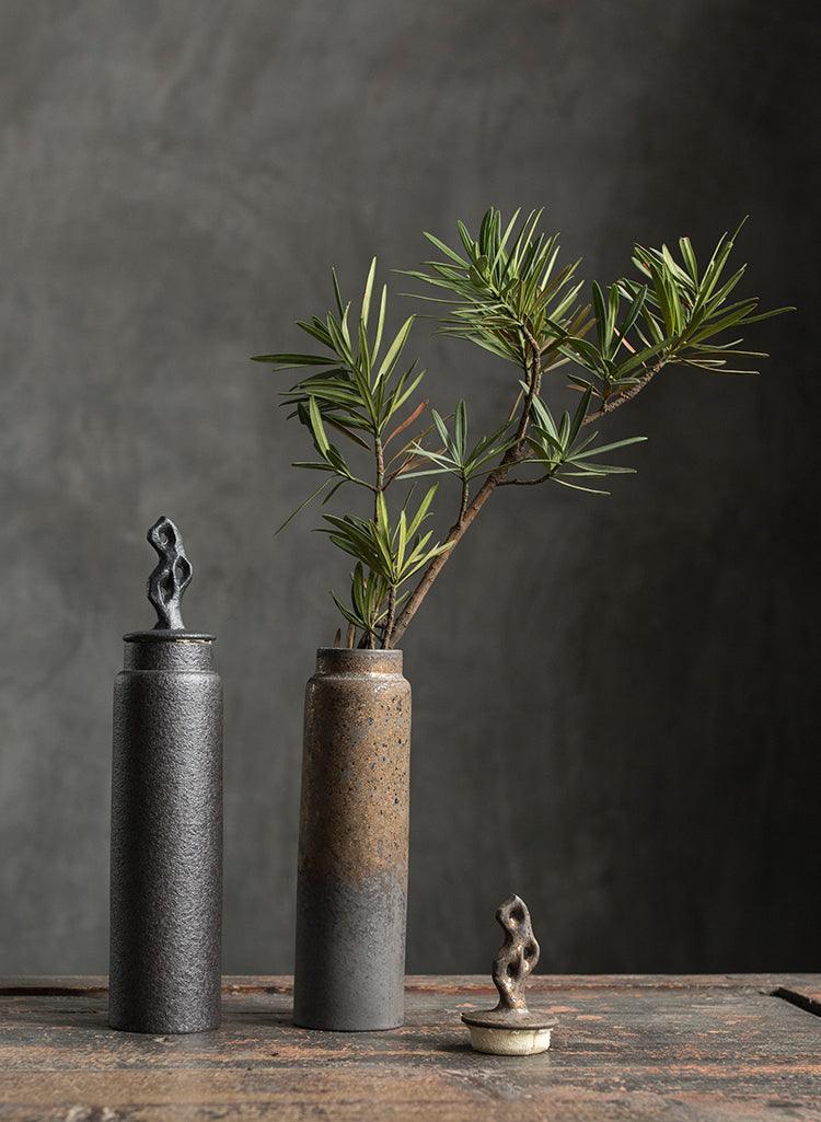 Ceramic Tea Storage Jar with Sculpted Lid