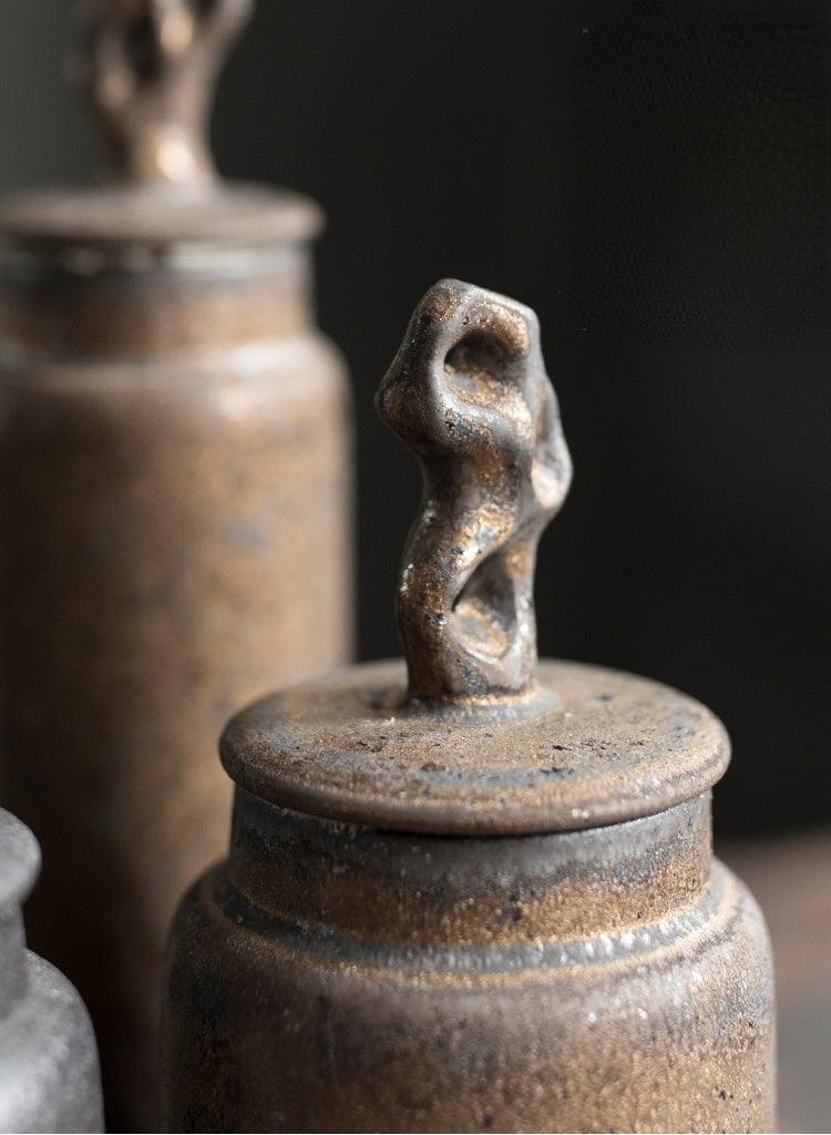Ceramic Tea Storage Jar with Sculpted Lid